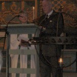 Folke talar i Mora Kyrka i samband med boksläpp